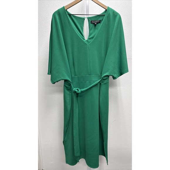 Eloquii Dresses & Skirts - Eloquii Emerald Green Midi Dress Size 18 Short Sleeve Spring Summer office